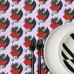 Nappe Dragon Noir Mystique Roses Rouges Lavande Gothique