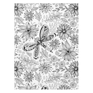 Nappe Dragonfly et doodle de fleurs