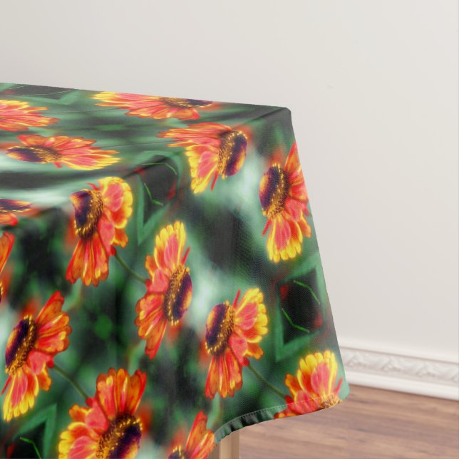 Nappe Dreamy Zinnia Flower Motif d'art Abstrait (In Situ)
