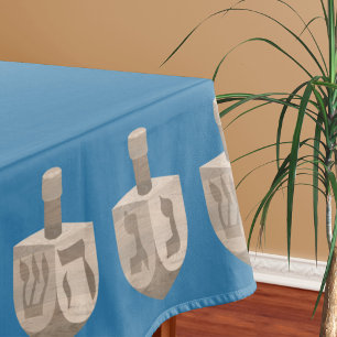 Nappe Dreidel Rustic Chêne Bleu Juif Vacances Hanoukka