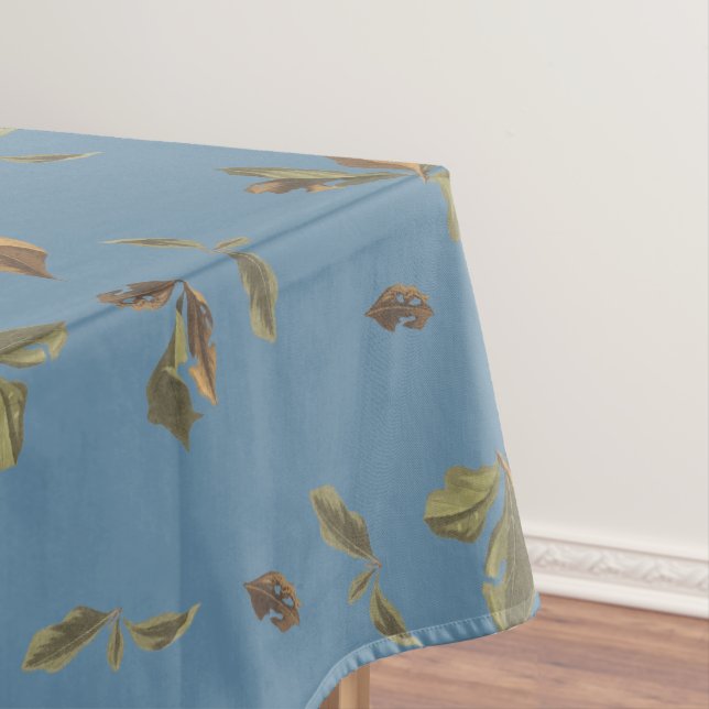 Nappe Dusty Blue Rustic Feuilles Brown (In Situ)