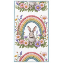 Easter Bunny Rainbow Art Spring Wildflowers Meadow