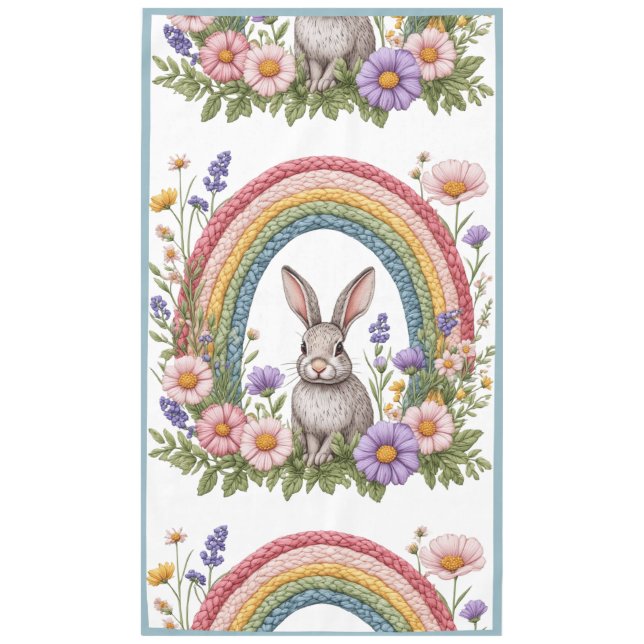 Nappe Easter Bunny Rainbow Art Spring Wildflowers Meadow (Devant)