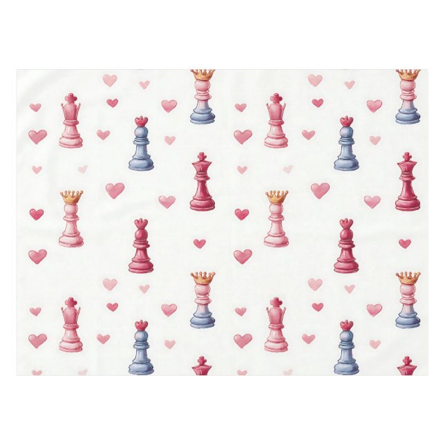 Nappe Échecs Romantiques Cœurs Saint-Valentin (Devant (Horizontal))