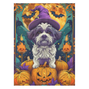 Nappe Éffrayant Chih Tzu Chien Halloween sorcière et Cit