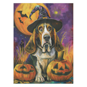 Nappe Éffrayant Halloween Hound Sorcière Et Citrouille