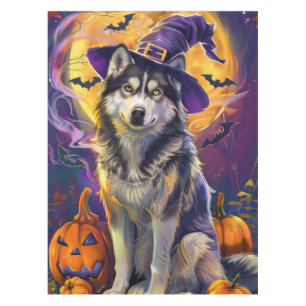 Nappe Éffrayant Sibérie Husky Chien Halloween Citrouille