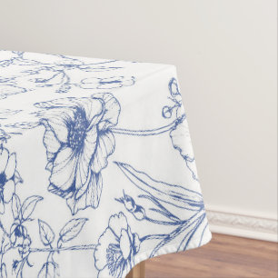 Nappe Élégance vintage intemporelle Bleu motif floral