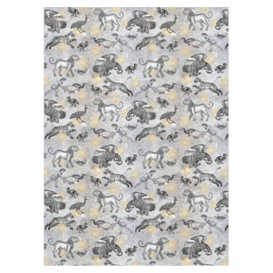 Nappe Elégant Antique Mosaïque Gris Or Tigre Lion Eagle