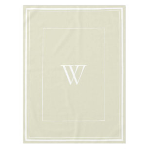 Nappe Élégant Beige Bordure Script Monogramme Douche