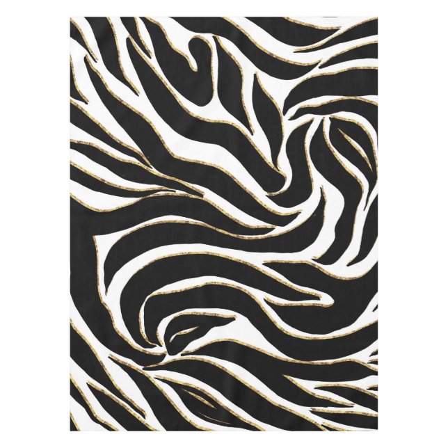 Nappe Elégant Black Gold Zebra Poster de animal blanc (Devant)