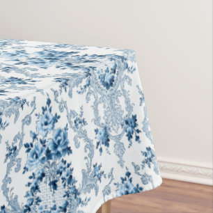 Nappe Elégant bleu et blanc Rococo Floral