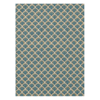Nappe Elegant Blue and Gold Art Deco Fan Pattern Tablecl