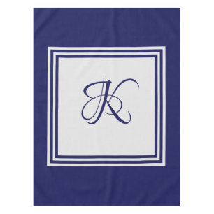 Nappe Élégant carré gris bleu motif monogramme initial