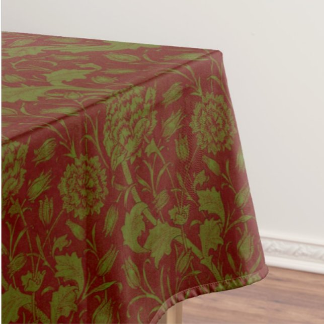 Nappe Élégant Classique William Morris Rouge Vert  (Elegant classic William Morris tablecloth)