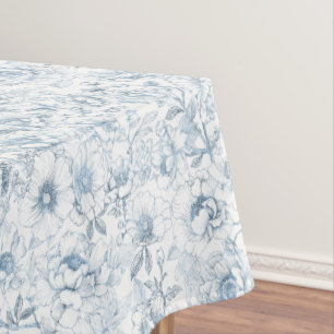 Nappe Elégant Dusty Blue Chinoiserie Motif Floral