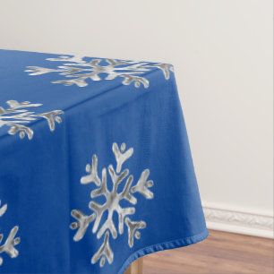 Nappe Élégant Faux Silver Snowflakes Blue Christmas