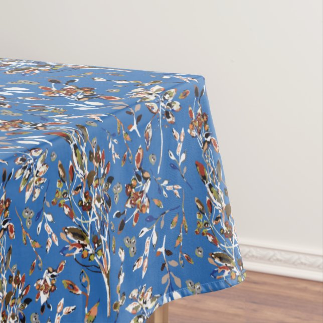 Nappe Elégant Feuille Bleu Berries Motif Botanique (In Situ)