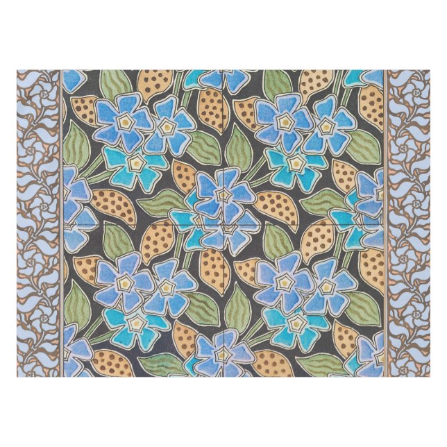 Nappe Élégant Fleur Bleu Périwinkle Floral Classic (Devant (Horizontal))