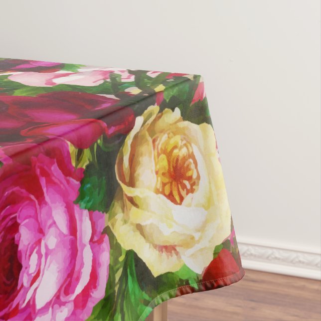 Nappe Élégant jardin fleuri Vintage Rose (In Situ)