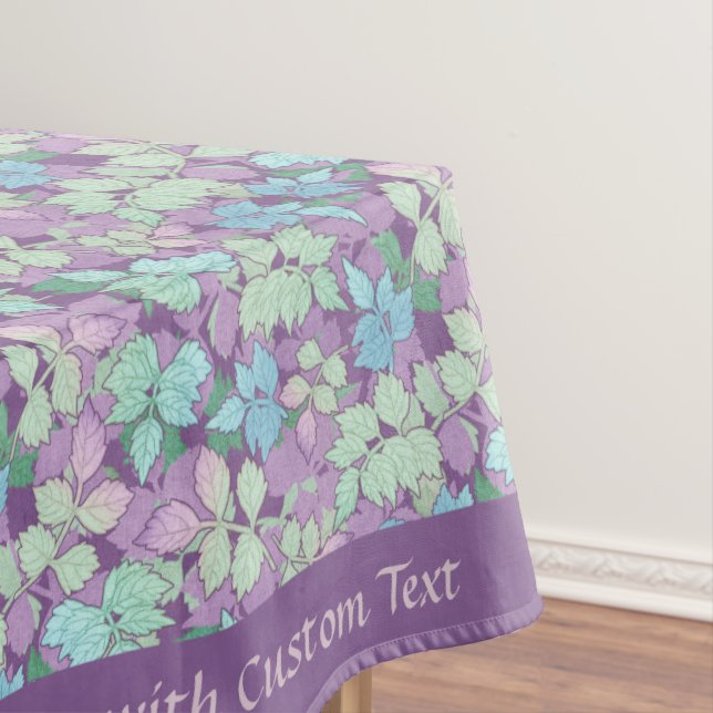 Nappe Élégant Lavender Turquoise Foliage Feuille Motif (In Situ)