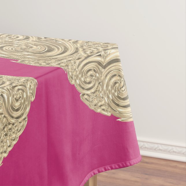 Nappe Elégant médaillon rose fuschia art nouveau or (In Situ)