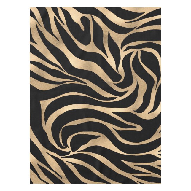 Nappe Elégant métal or Zèbre noir Poster de animal (Devant)