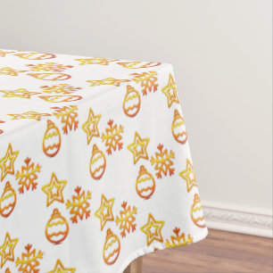 Nappe Élégant Motif de Noël doré brillant sur blanc
