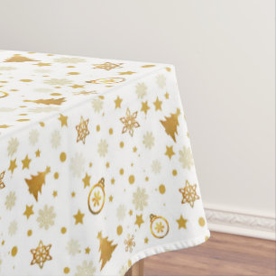Nappe Élégant Motif de Noël doré sur blanc