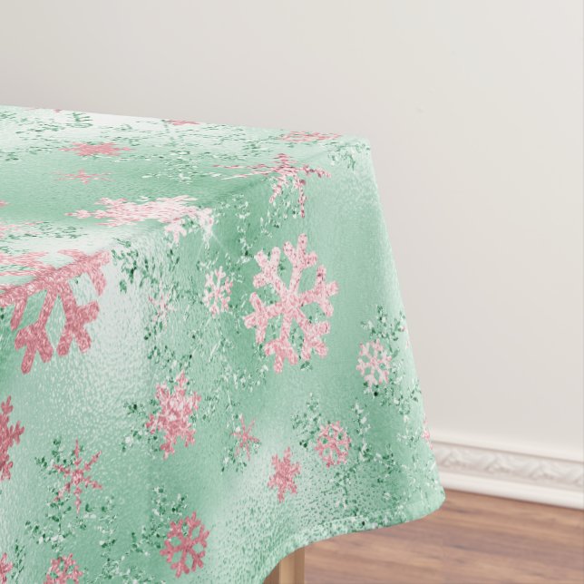 Nappe Élégant Motif de Noël rose vert (In Situ)