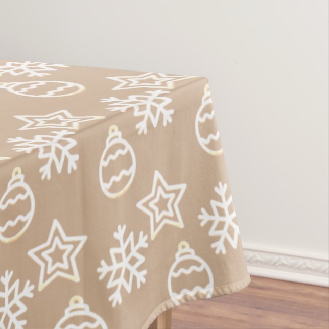 Nappe Élégant Motif de Noël sur Beige (In Situ)