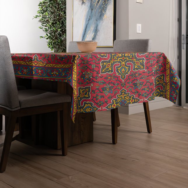 Nappe Élégant Motif de tapis persan (A modern table is covered with an Elegant Persian Rug Pattern Tablecloth.)