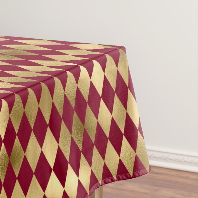 Nappe Élégant Motif diamant Bourgogne Or (In Situ)