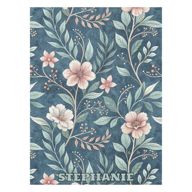 Nappe Élégant motif floral avec fleurs rose et crème (Devant)