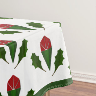 Nappe Élégant Motif Vibrant Red Roses Green Holly Art