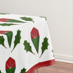 Nappe Élégant Motif Vibrant Roses rouges, Green Holly Ar