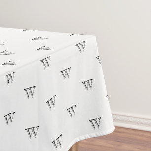 Nappe Élégant noir blanc personnalisé monogramme initial