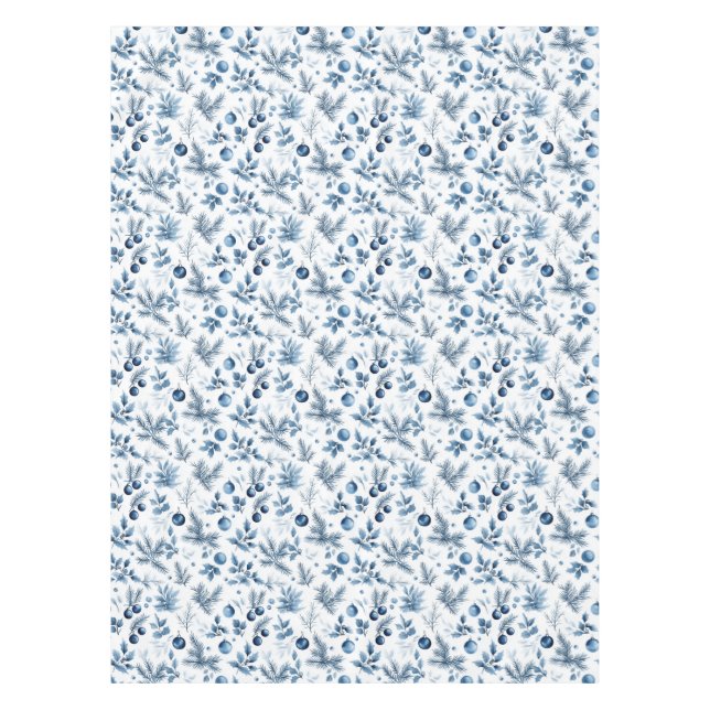 Nappe Elégant pin Bleu et Blanc et Noël Holly (Devant)