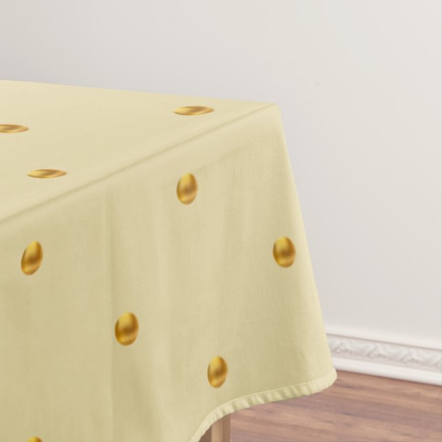 Nappe Elégant Pois d'or sur Champagne Beige (In Situ)
