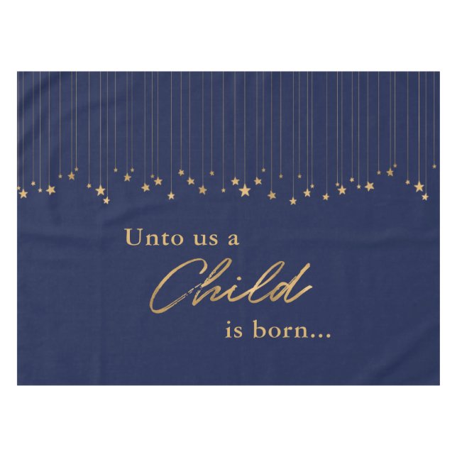 Nappe Élégant pour nous l'enfant est né or bleu Noël (Devant (Horizontal))