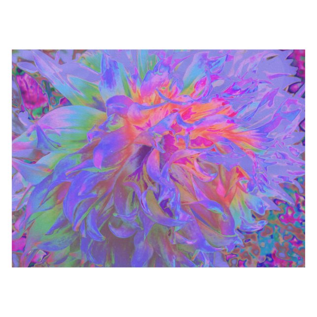Nappe Élégant Psychédélique Décoratif Dahlia Flower (Devant (Horizontal))