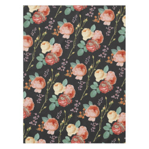 Nappe Élégant rose chic roses Floral sur noir