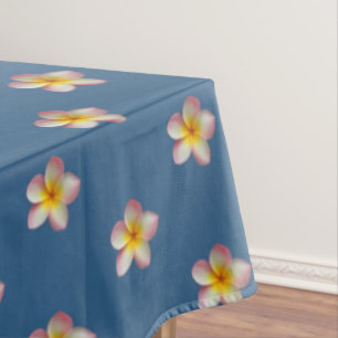Nappe Elégant rose Plumeria Fleurs sur bleu Award