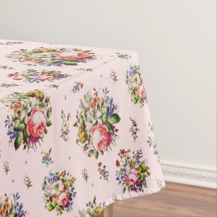 Nappe Élégant Rose Vintage motif floral sur rose