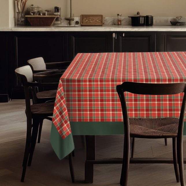 Nappe Élégant Rouge Vert Tartan Paramètres de table sais (Elegant Red Green Tartan Seasonal Table Settings Tablecloth)