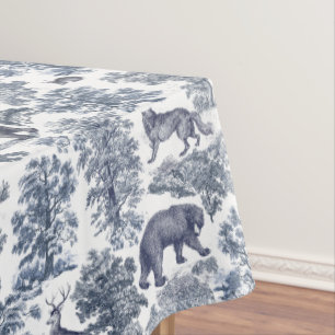 Nappe Élégant Rustique Blue Forest Animaux Toile