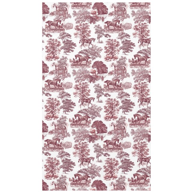 Nappe Elégant Rustique Rose Red Horses Country Toile (Devant)