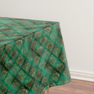 Nappe Élégant Vert or Motif géométrique Noël
