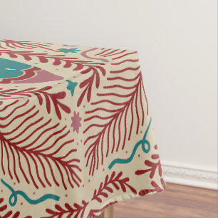 Nappe Élégant vêtement de Noël Vintage Rouge Turquoise F