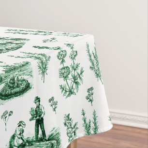 Nappe Elégant Vintage Herbal Garden Sage Green Toile